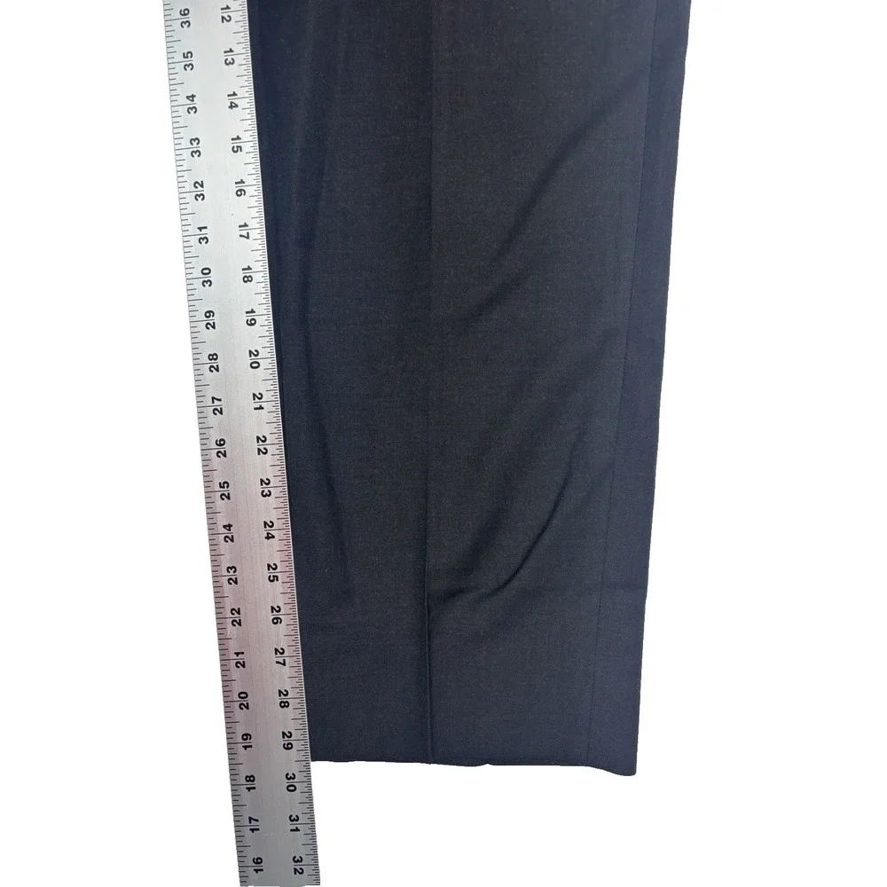 Pronto Uomo Italy 31x30 Charcoal Dress Pants Trousers Flat Front 100% Wool Mens